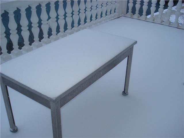 snijeg na balkonu