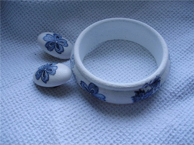 Decoupage nakit - plavo-bijela varijanta